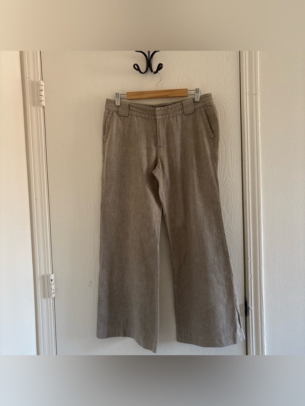 Banana Republic Linen Cotton Pants Size 8 Wide Leg Beige 28” Inseam